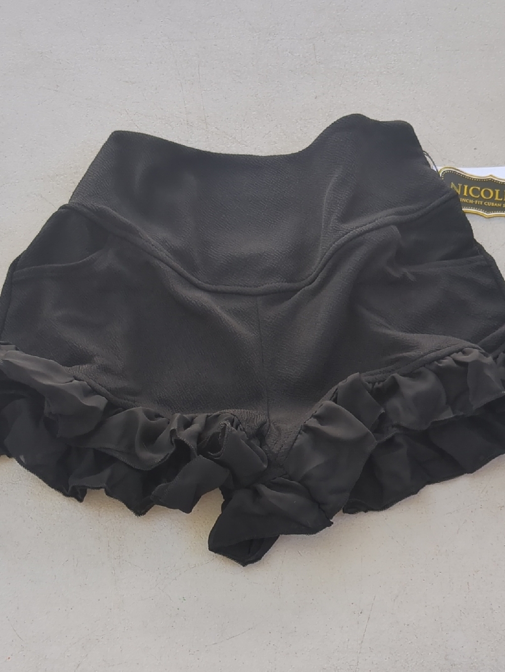 Nicole Black Ruffle Hem Swim Coverup Shorts